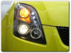 Suzuki Swift (04-) фары передние линзовые черные, со светодиодами, комплект 2 шт.