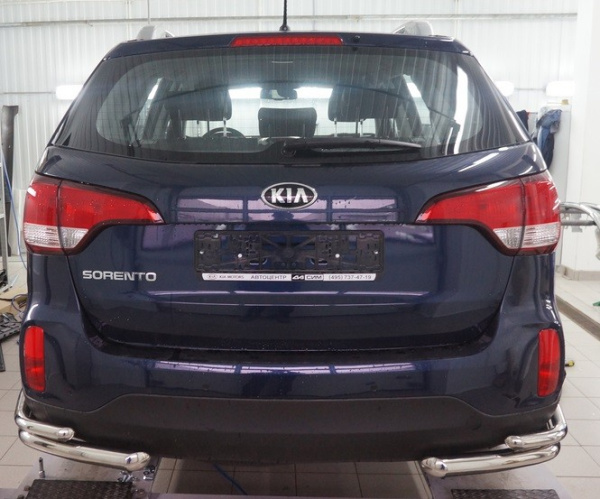 Kia Sorento (13–) Защита заднего бампера уголки d 60/42 мм, нерж.
