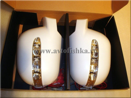 Mercedes ML W163 (98-05) корпуса боковых зеркал под покраску, со светодиодными поворотниками, комплект 2 шт.