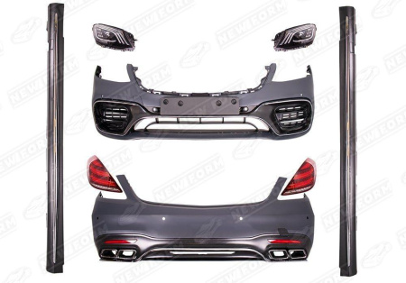 Mercedes-Benz S-Klasse W222 2013 - 2017 Комплект рестайлинга 6.3 AMG с оптикой и порогами