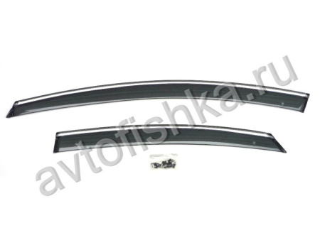 Ford Mondeo седан (07-) дефлекторы боковых окон темные, ветровики c хромированным молдингом, комплект 4 шт.