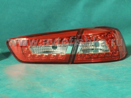 Mitsubishi Lancer 10 (07-) задние фонари светодиодные красно-хромированные, комплект 2 шт.