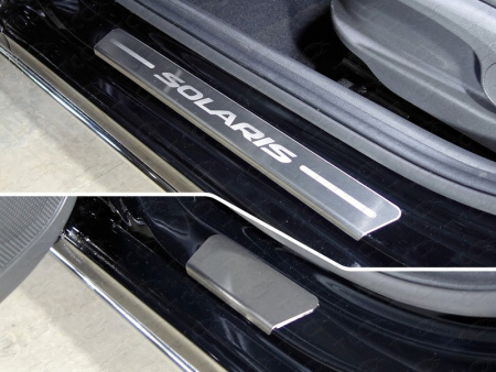 Hyundai Solaris (17–) Накладки на пороги (лист шлифованный надпись Solaris) 4 шт, седан