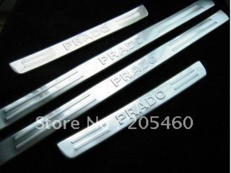 Toyota Prado J120 (2003-2009) накладки порогов дверных проемов из нержавеющей стали, комплект 4 шт.