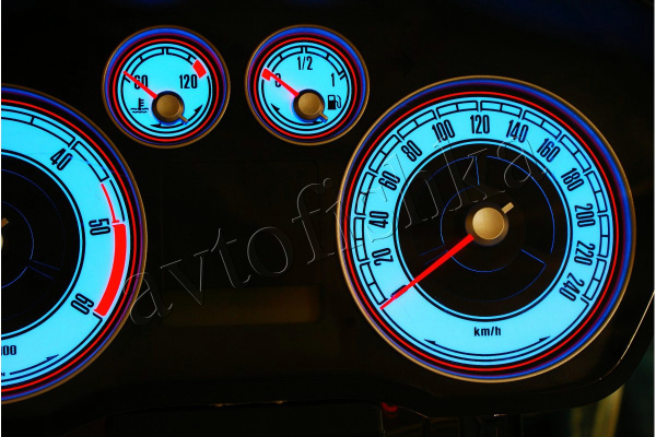 Ford Focus MK2 светодиодные шкалы (циферблаты) на панель приборов - дизайн 2