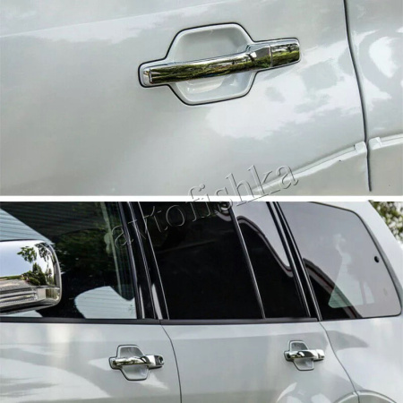 Mitsubishi Pajero 4 (2006-) накладки на ручки дверей хромированные, пластик, комплект 4 шт.