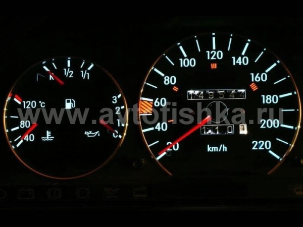 Mercedes W201 190 светящиеся шкалы приборов - накладки на циферблаты панели приборов, дизайн № 2