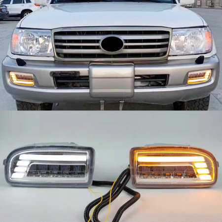 Toyota Land Cruiser 100 фары противотуманные хромированные со светодиодной подсветкой, комплект 2 шт.
