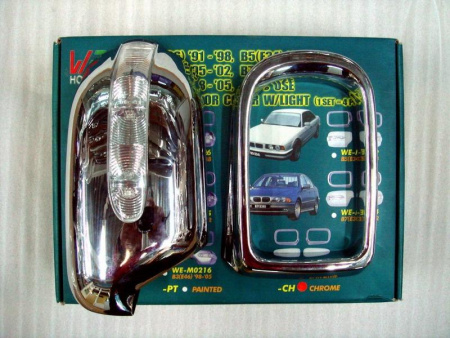 BMW E39, E38 декоративные накладки зеркал хромированные, со светодиодными поворотниками, комплект 2 шт.