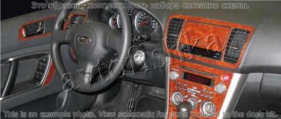 Декоративные накладки салона Subaru Legacy 2007-2009 полный набор, Автоматическая коробка передач, ручной AC