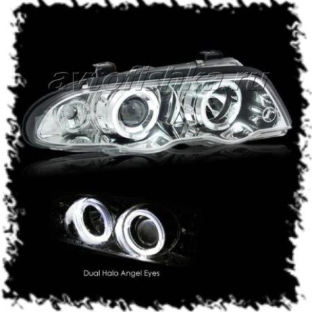 BMW 3 E46 (98-01) 4 дв. седан фары передние хромированные, с двумя светящимися ободками, комплект 2 шт.