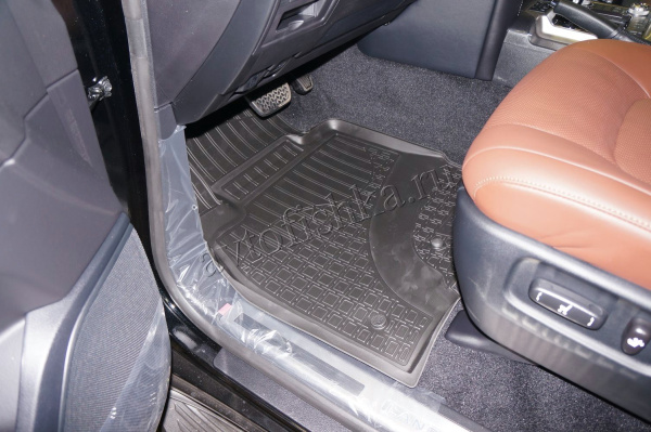 Toyota Land Cruiser (07–/12–/15–) Коврики салона (полиуретан), чёрные (5/7 мест)