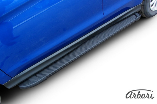 Комплект защиты штатных порогов алюминиевый профиль Arbori "Optima Black" 1700 черная MITSUBISHI ASX 2014-