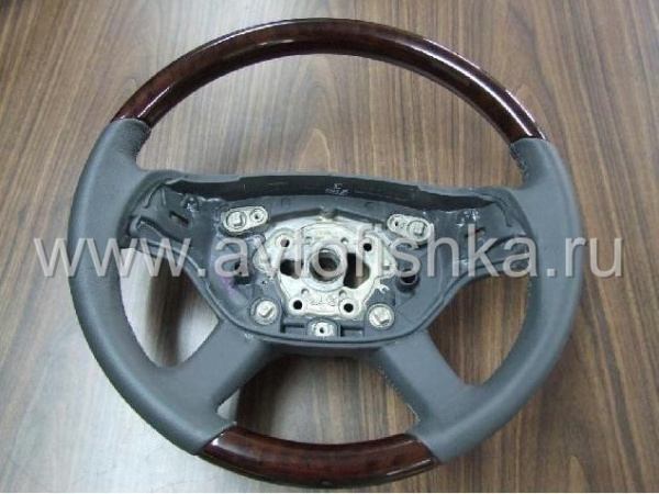 Mercedes W221, W216 (05-08) руль классический, черная кожа - дерево орех