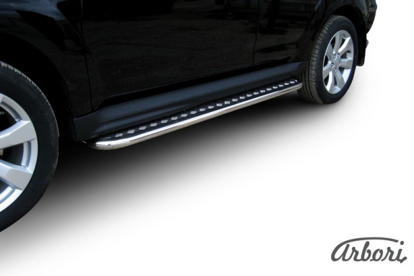 Защита штатных порогов Arbori d42 с листом MITSUBISHI OUTLANDER XL NEW 2010-2012
