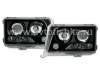 Mercedes W124 (84-93) фары передние линзовые, черные, прозрачные стекла, комплект 2 шт.