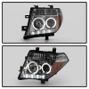 Nissan Pathfinder III, Navara (2005-2010) передние фары линзовые хром, с ДХО и ангельскими глазками