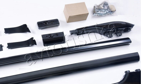 Toyota Land Cruiser 200 (07-/12-/15-) рейлинги продольные  (багажник) алюминиевые черные на крышу, дизайн оригинал