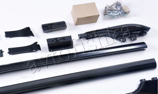 Toyota Land Cruiser 200 (07-/12-/15-) рейлинги продольные  (багажник) алюминиевые черные на крышу, дизайн оригинал
