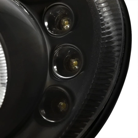 Dodge Neon (03-05) фары передние линзовые черные, со светящимися ободками и светодиодной подсветкой, комплект 2 шт.