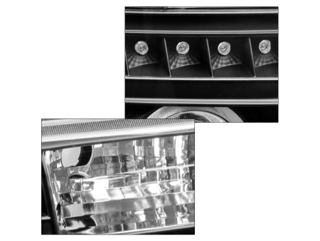 Toyota Tundra (07-) фары передние линзовые черные, со светящимися ободками и подсветкой DRL, комплект 2 шт.