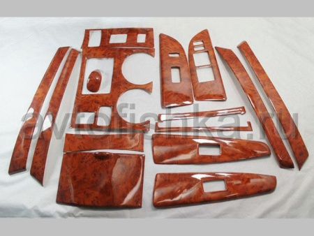 Toyota Highlander (2007-2012) декор салона под дерево вишня, комплект 15 предметов.