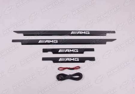 Mercedes-Benz G-Klasse W463 1990 - 2018 Накладки на пороги с подсветкой AMG черные новый дизайн