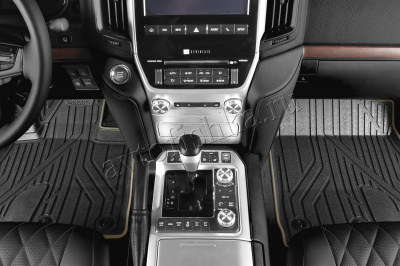 Toyota Land Cruiser (15–) Коврики 3D в салон, 5 шт. (полистар, коврик чёрный, кант бежевый)