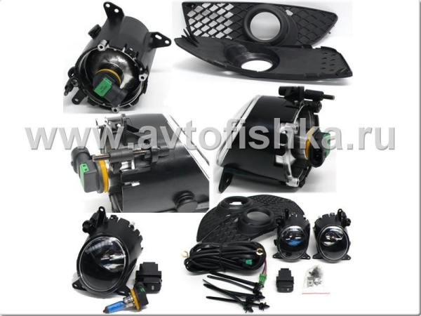 Mitsubishi Lancer 10 (2007-2012) противотуманные фары лев. + прав., провода, рамки, полный установочный комплект.