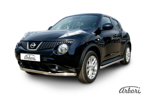Защита переднего бампера Arbori d57+d42 двойная NISSAN JUKE 2WD 2010-