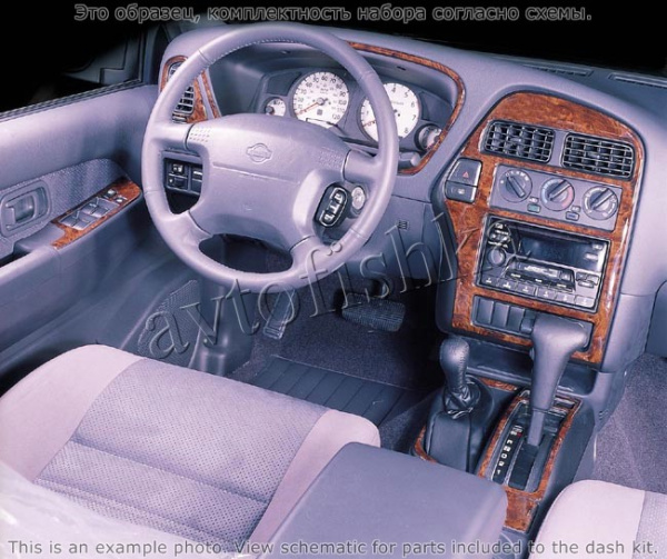 Декоративные накладки салона Nissan Pathfinder 1999-2000 АКПП, с Message Center, 4WD, 16 элементов.
