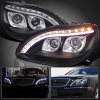 Mercedes S W220 (98-05) фары передние линзовые черные, с подсветкой DRL