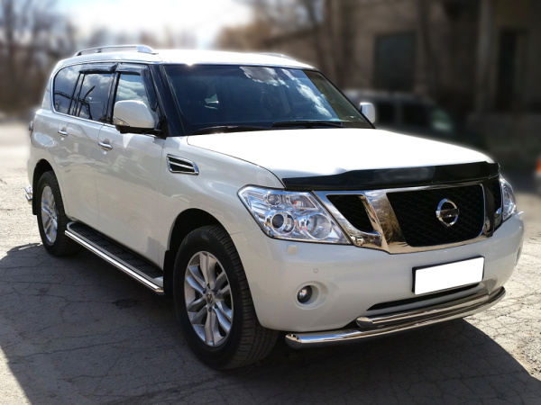Nissan Patrol Y62 (2010-2013) защита переднего бампера из нержавеющей стали, D76/60мм