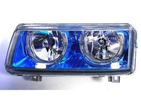 Volkswagen Passat (93-96) фары передние прозрачные со светящимися ободками, синие
