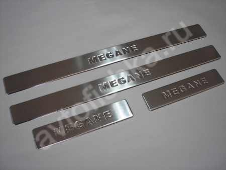 Renault Megane 2 (2004-) накладки на пороги из нержавеющей стали, 4 шт.