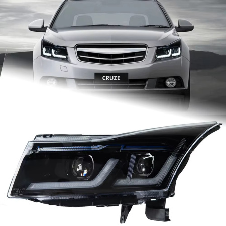 Chevrolet Cruze (2010-2016) фары передние черные линзовые c диодной подсветкой в стиле BMW