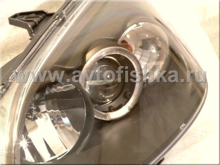 Honda Civic (01-03) 2, 4 дв. фары передние линзовые черные, со светящимися ободками, комплект 2 шт.