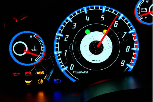 Toyota MR2 - W20 светодиодные шкалы (циферблаты) на панель приборов - дизайн 1