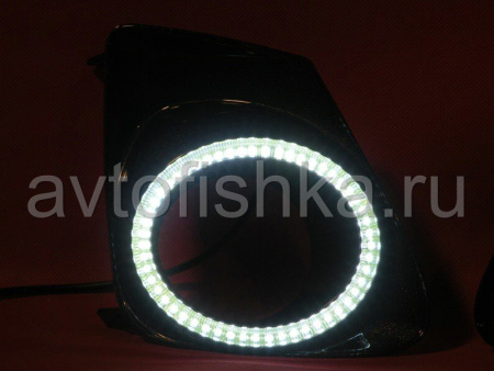 Toyota Corolla (2011-) рамки противотуманных передних фар со светящимися ободками - ангельские глазки, комплект 2 шт.