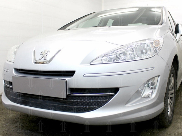 Peugeot 408 (12–) Защита радиатора, чёрная (3 части)