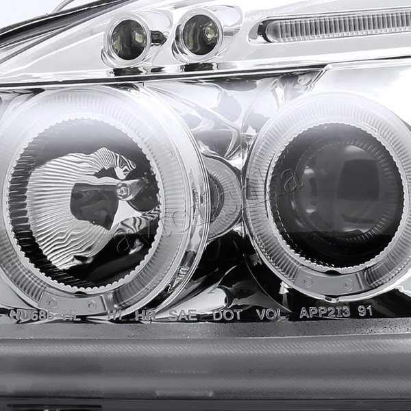Honda Civic, Ferio EK (99-00) фары передние хромированные, со светящимися ободками с белыми рефлекторами, линзовые
