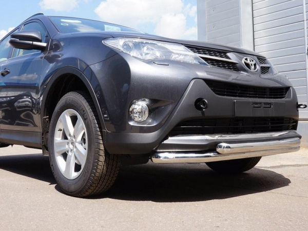 Toyota RAV4 (13–) Защита переднего бампера двойная d 60/60 мм, нерж.