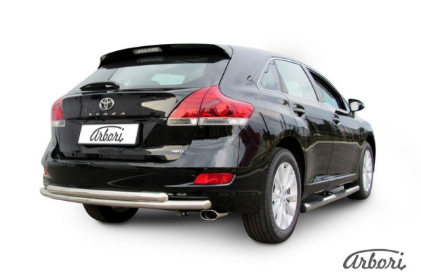 Защита заднего бампера Arbori d57+d57 двойная радиусная TOYOTA VENZA 2012-