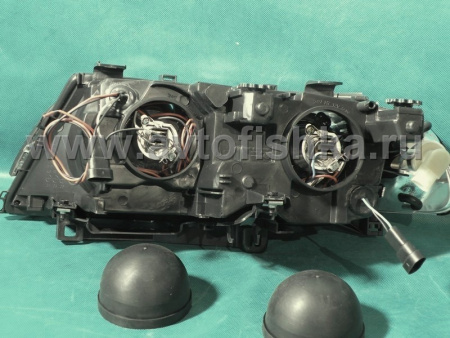 BMW 3 E46 (98-01) 2 дв. фары передние линзовые хромированные, со светящимися ободками, с поворотниками, комплект лев.+прав.