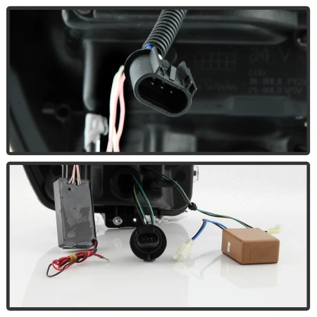 Dodge Nitro (2007-2011) фары передние линзовые черные, с ангельскими глазками и светодиодной подсветкой 