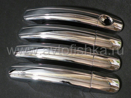 Ford Fiesta, Focus (05-08, 09-) седан, хэтчбек хромированные декоративные накладки на внешние ручки дверей, пластик, комплект 8 шт.