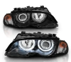 BMW 3 E46 Купе / M3 (2000-2006) фары передние линзованные черные, с ангельскими глазками