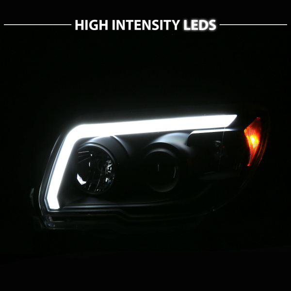 Toyota 4Runner (2006-2009) передние фары чёрные с LED подсветкой