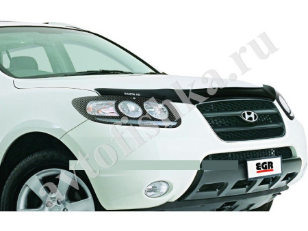 Дефлектор капота темный с надписью Hyundai Santa Fe 2006-2012
