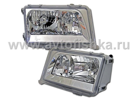 Mercedes E W124 (93-95) фары передние хромированные прозрачные, комплект 2 шт.
